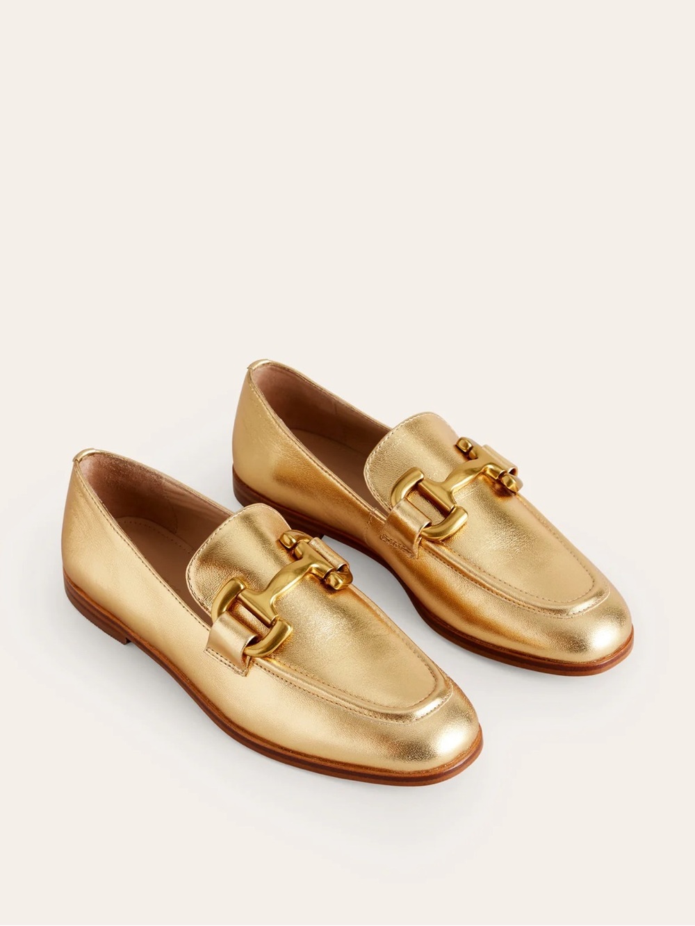 Boden Iris Snaffle Metallic Gold Leather Loafers - Picture 11 of 13